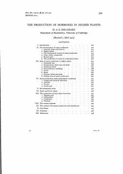 the production of hormones in higher plants