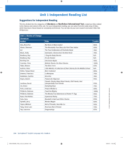 Unit 1 Independent Reading List