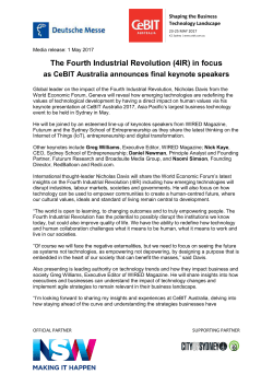 1 May 2017 &ndash; Fourth Industrial Revolution in