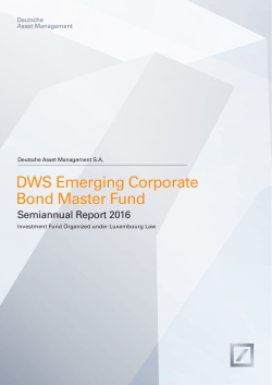DWS Emerging Corporate Bond Master Fund
