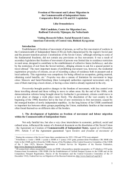 Freedom of Movement and Labour Migration in the Commonwealth
