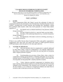 1 CLEARING HOUSE INTERBANK PAYMENTS SYSTEM RULES