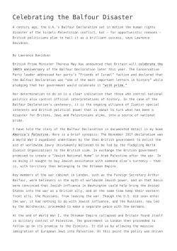 Celebrating the Balfour Disaster,The Dangers of