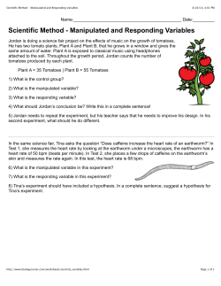 Scientific Method - Manipulated and Responding Variables