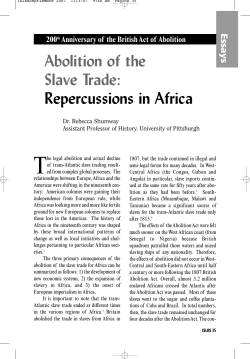 Abolition of the Slave Trade: Repercussions in Africa