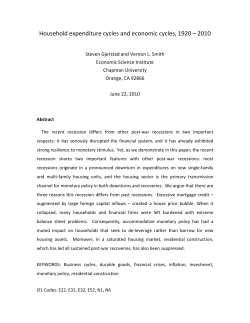 Household expenditure cycles and economic cycles, 1920 &ndash; 2010