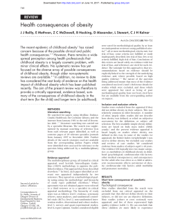 Health consequences of obesity - Archives of Disease in Childhood