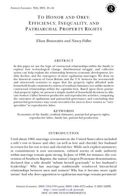efficiency, inequality and patriarchal property rights
