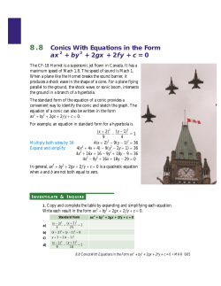 8.8 Conics With Equations in the Form ax + by + 2gx + 2fy + c = 0