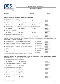 Level 3 – Lower Intermediate Winter Session Review