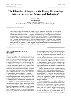 The Education of Engineers: the Uneasy Relationship between