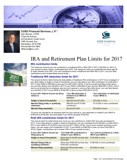 IRA and Retirement Plan Limits for 2017