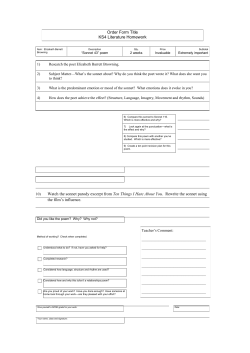 Order Form Title KS4 Literature Homework Watch the sonnet parody