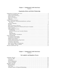 Chapter 1 &ndash; Fundamental Credit Union Issues Section 1