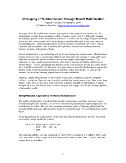 Developing a Number Sense through Mental Multiplication 11/06/06