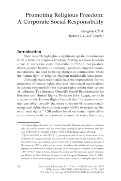 Promoting Religious Freedom: A Corporate Social