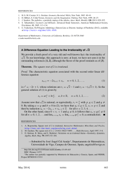 A Difference Equation Leading to the Irrationality of &radic; 2 We provide