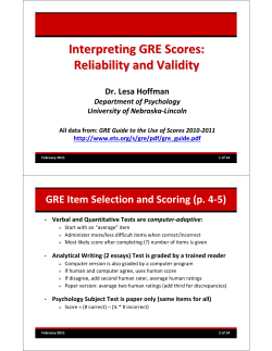 Interpreting GRE Scores - Department of Psychology