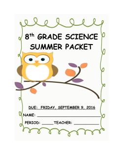 8th GRADE SCIENCE SUMMER PACKET