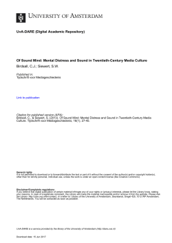 Of Sound Mind: Mental Distress and Sound in Twentieth