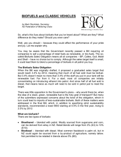 Biofuels and classic vehicles - NZFOMC, Federation of Motoring