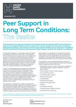 Peer Support in Long Term Conditions