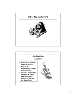 tDEC-112 Lecture # 8 Applications Overview