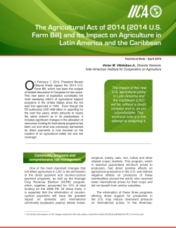 The Agricultural Act of 2014 (2014 U.S. Farm Bill) and its Impact on