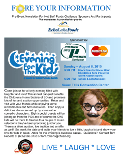 f re your information - Children`s Home Society of South Dakota