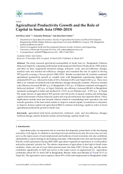 Agricultural Productivity Growth and the Role of Capital in South