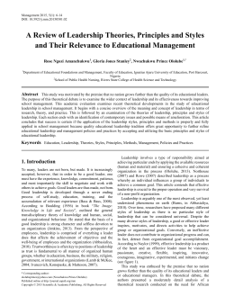 A Review of Leadership Theories, Principles and Styles