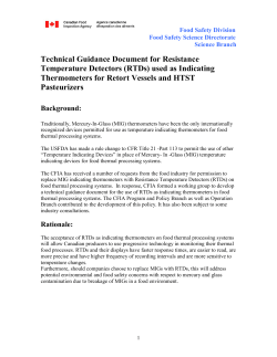 Technical Guidance Document for Resistance Temperature
