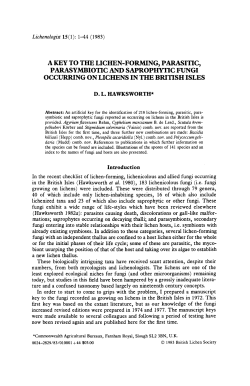 A key to the Lichen-Forming, Parasitic, Parasymbiotic and