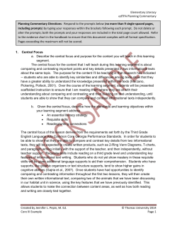 Elementary Literacy edTPA Planning Commentary Created by