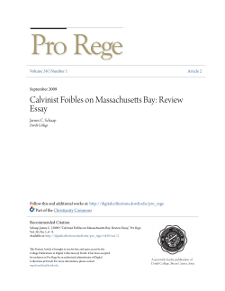 Calvinist Foibles on Massachusetts Bay: Review Essay