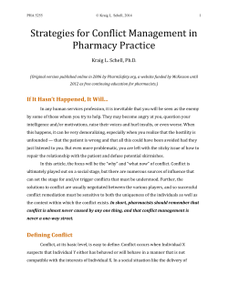 Strategies for Conflict Management in Pharmacy Practice