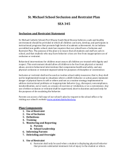 Seclusion and Restraint Plan - Saint Michael Catholic School