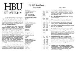 HBU Quick Facts Sheet Fall 2007