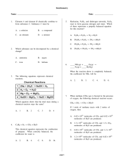 Stoichiometry Name: Date