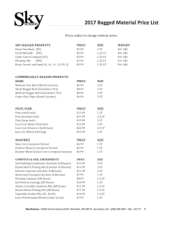 Bagged Material Price List