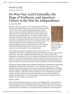 No Way Out: Lord Cornwallis, the Siege of Yorktown