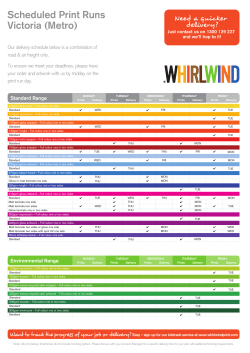 Scheduled Print Runs Victoria (Metro)