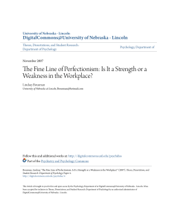 The Fine Line of Perfectionism - DigitalCommons@University of
