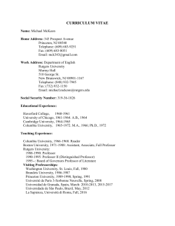curriculum vitae - Rutgers English