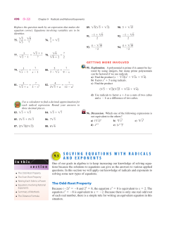 9.5 Solving Equations with Radicals