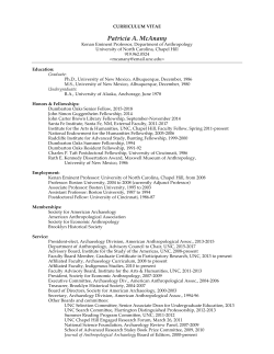 CV of Patricia A. McAnany - Department of Anthropology
