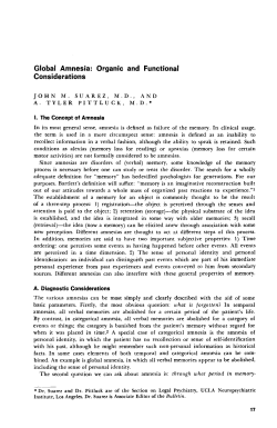 Global Amnesia: Organic and Functional Considerations