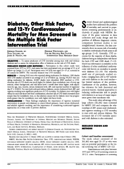 Diabetes, Other Risk Factors, and 12-Yr Cardiovascular Mortality for