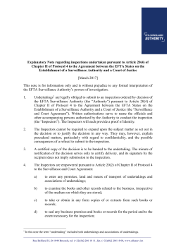 Explanatory Note regarding inspections undertaken pursu
