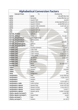 Alphabetical Conversion Factors